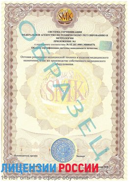 Образец сертификата соответствия (приложение) Ливны Сертификат ISO 13485